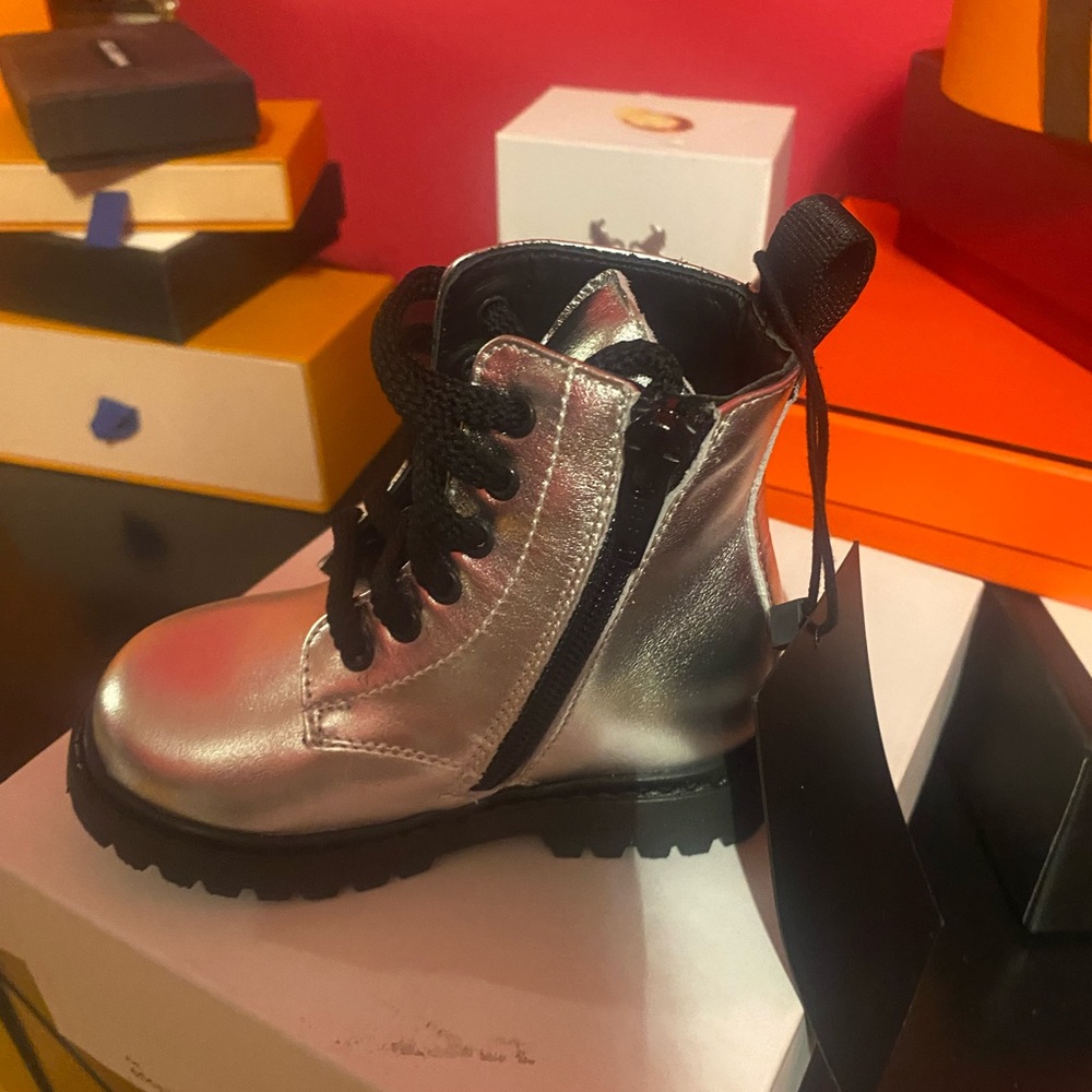 Moschino Kids Silver Boots